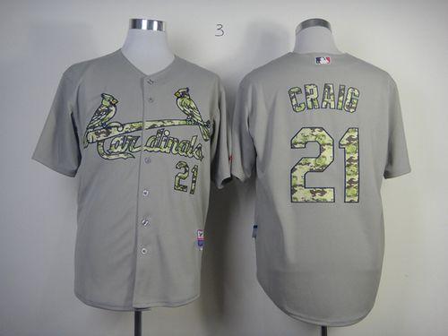 Custom Fan-Made Allen Craig St. Louis Cardinals #21 Grey USMC Baseball Jersey