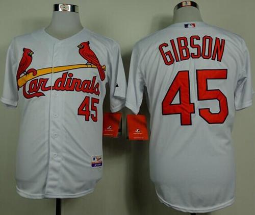 Custom Fan-Made Bob Gibson St. Louis Cardinals #45 White Baseball Jersey
