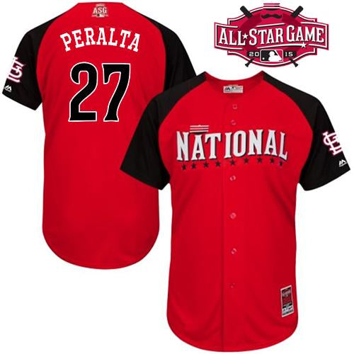 Custom Fan-Made Jhonny Peralta St. Louis Cardinals #27 Red 2015 All-Star Edition Baseball Jersey