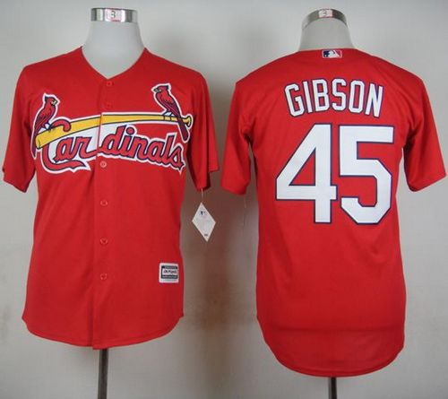 Custom Fan-Made Bob Gibson St. Louis Cardinals #45 Red Baseball Jersey