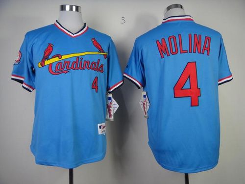 Custom Fan-Made Yadier Molina St. Louis Cardinals #4 Blue 1982 Throwback Turn Back Clock Edition Baseball Jersey