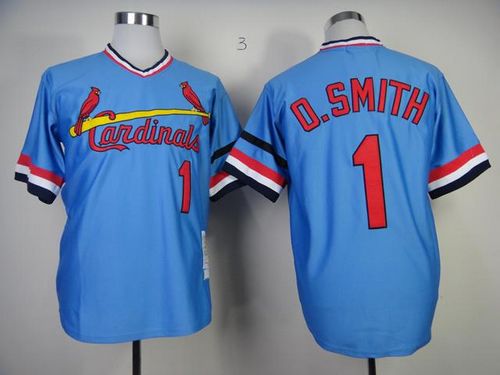 Custom Fan-Made Ozzie Smith St. Louis Cardinals #1 Blue 1982 Throwback Baseball Jersey