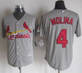 Custom Fan-Made Yadier Molina St. Louis Cardinals #4 Grey Baseball Jersey