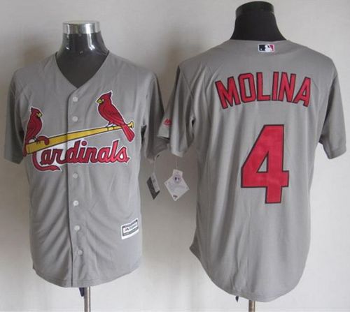 Custom Fan-Made Yadier Molina St. Louis Cardinals #4 Grey Baseball Jersey