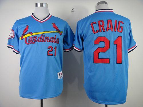 Custom Fan-Made Allen Craig St. Louis Cardinals #21 Blue 1982 Throwback Turn Back Clock Edition Baseball Jersey