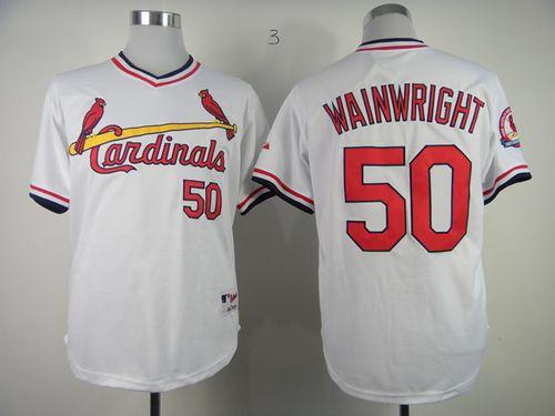 Custom Fan-Made Adam Wainwright St. Louis Cardinals #50 White 1982 Throwback Turn Back Clock Edition Baseball Jersey