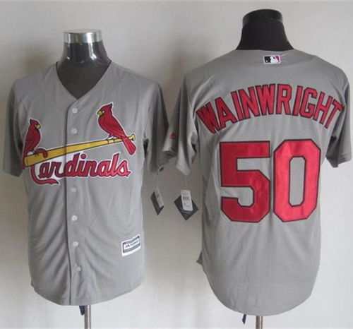 Custom Fan-Made Adam Wainwright St. Louis Cardinals #50 Grey Baseball Jersey