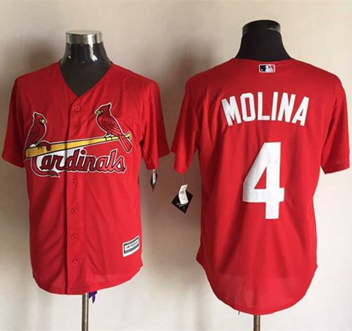 Custom Fan-Made Yadier Molina St. Louis Cardinals #4 Red Baseball Jersey