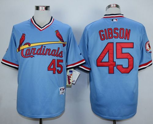 Custom Fan-Made Bob Gibson St. Louis Cardinals #45 Blue 1982 Throwback Turn Back Clock Edition Baseball Jersey