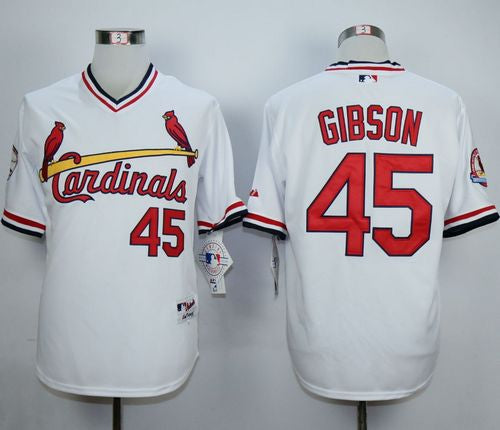 Custom Fan-Made Bob Gibson St. Louis Cardinals #45 White 1982 Throwback Turn Back Clock Edition Baseball Jersey