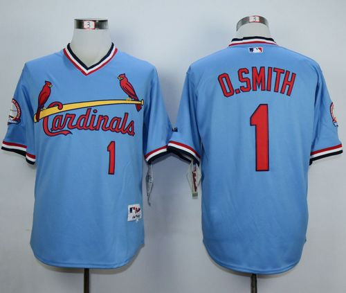 Custom Fan-Made Ozzie Smith St. Louis Cardinals #1 Blue 1982 Throwback Turn Back Clock Edition Baseball Jersey