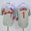 Custom Fan-Made Ozzie Smith St. Louis Cardinals #1 Grey Baseball Jersey