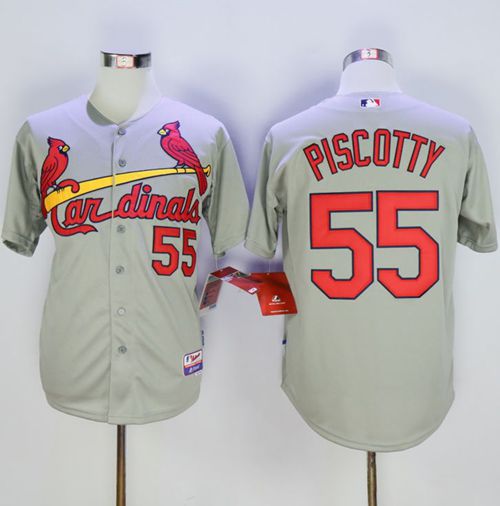Custom Fan-Made Stephen Piscotty St. Louis Cardinals #55 Grey Baseball Jersey
