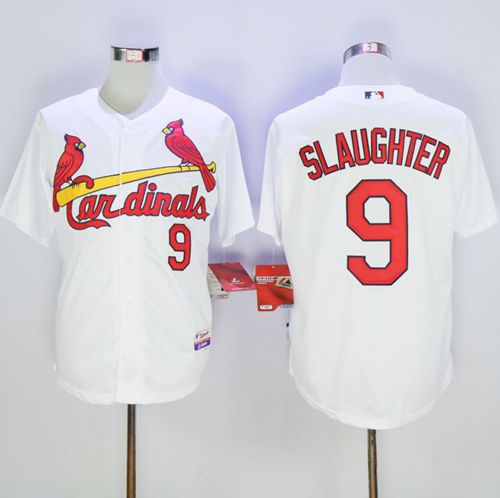 Custom Fan-Made Enos Slaughter St. Louis Cardinals #9 White Baseball Jersey