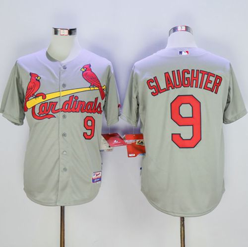 Custom Fan-Made Enos Slaughter St. Louis Cardinals #9 Grey Baseball Jersey