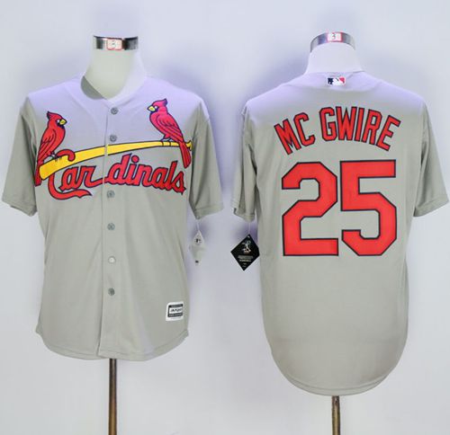 Custom Fan-Made Mark McGwire St. Louis Cardinals #25 Grey Baseball Jersey