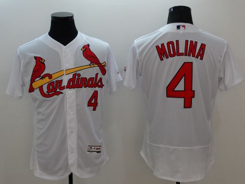 Custom Fan-Made Yadier Molina St. Louis Cardinals #4 White Baseball Jersey