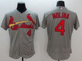 Custom Fan-Made Yadier Molina St. Louis Cardinals #4 Grey Baseball Jersey