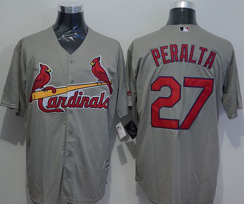 Custom Fan-Made Jhonny Peralta St. Louis Cardinals #27 Grey Baseball Jersey