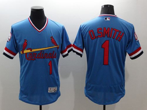 Custom Fan-Made Ozzie Smith Cooperstown St. Louis Cardinals #1 Blue Baseball Jersey