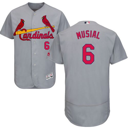 Custom Fan-Made Stan Musial St. Louis Cardinals #6 Grey Baseball Jersey