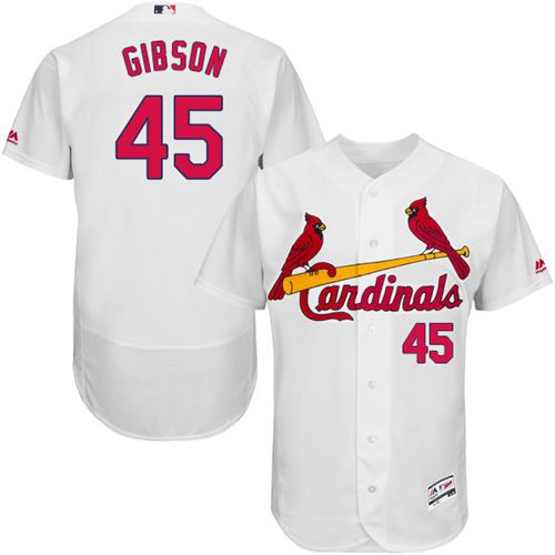 Custom Fan-Made Bob Gibson St. Louis Cardinals #45 White Baseball Jersey