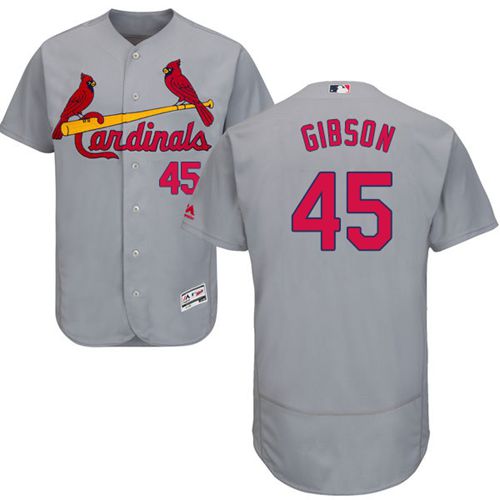 Custom Fan-Made Bob Gibson St. Louis Cardinals #45 Grey Baseball Jersey