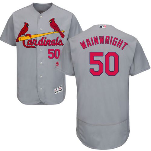 Custom Fan-Made Adam Wainwright St. Louis Cardinals #50 Grey Baseball Jersey