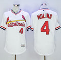 Custom Fan-Made Yadier Molina Cooperstown St. Louis Cardinals #4 White Baseball Jersey