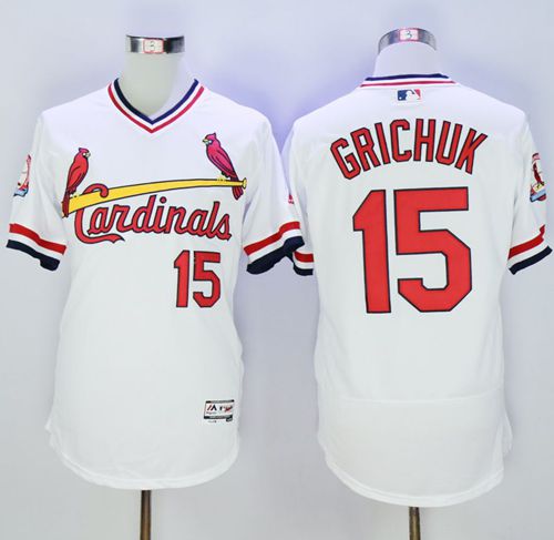 Custom Fan-Made Randal Grichuk Cooperstown St. Louis Cardinals #15 White Baseball Jersey