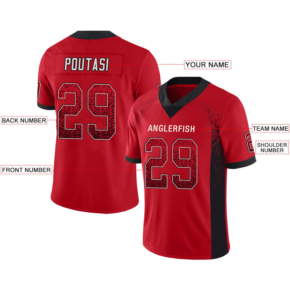 Custom red football jersey front view | GameDay Jerseys