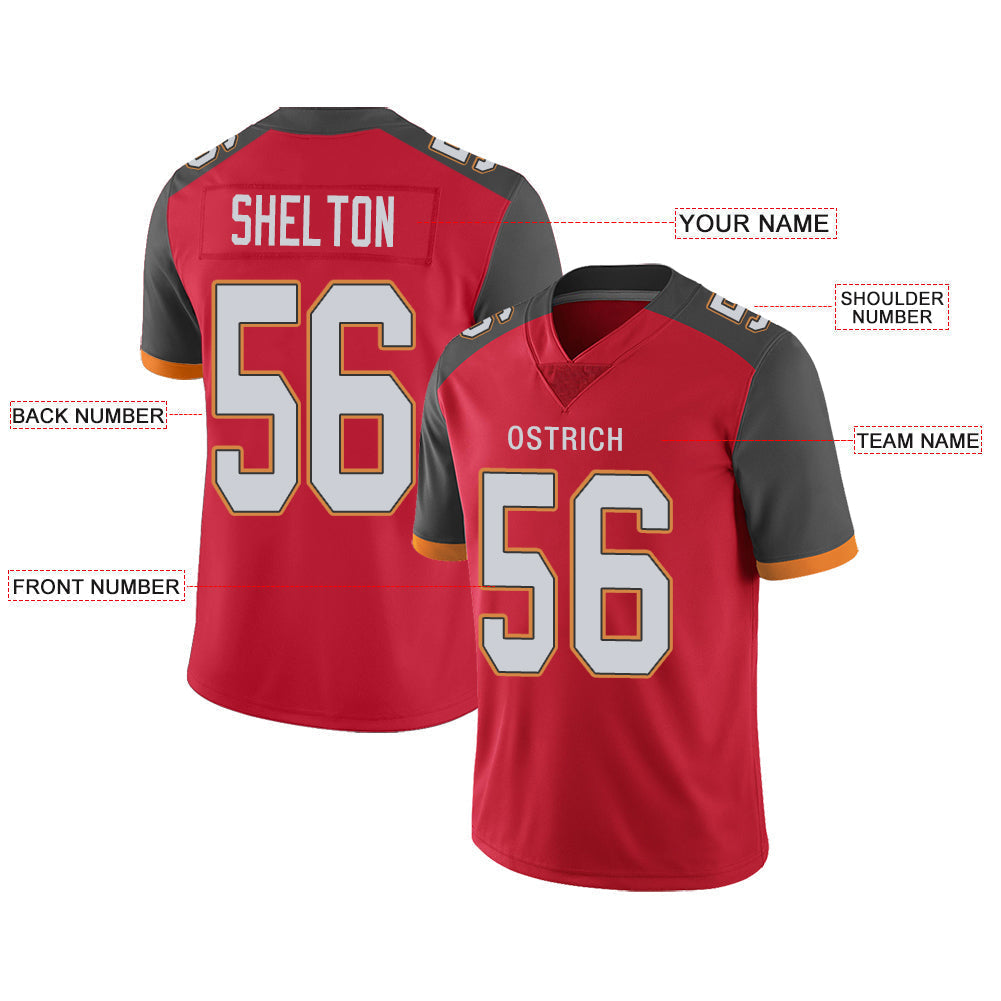 Custom red football jersey front view | GameDay Jerseys