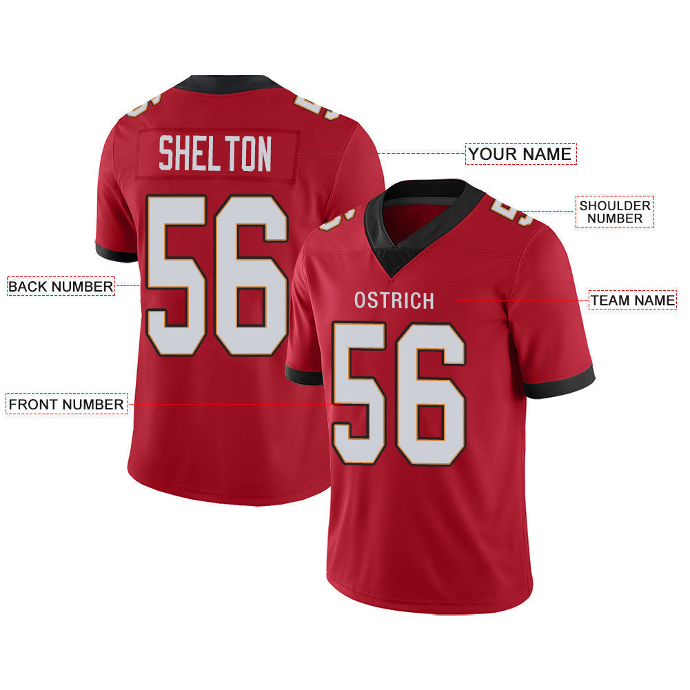 Custom red football jersey front view | GameDay Jerseys