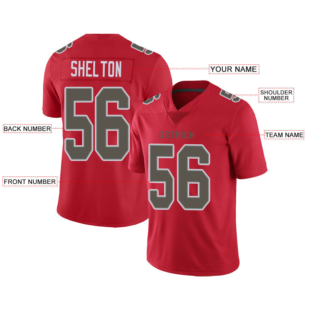 Custom red football jersey front view | GameDay Jerseys