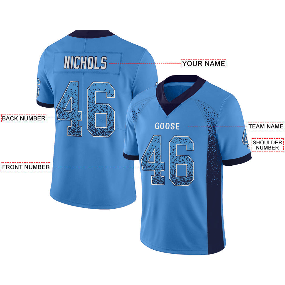 Custom blue football jersey front view | GameDay Jerseys