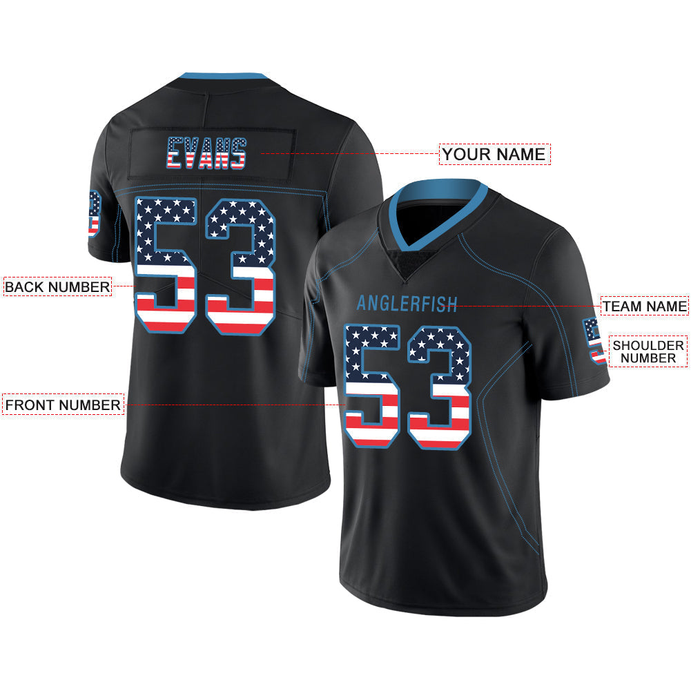 Custom black football jersey front view | GameDay Jerseys