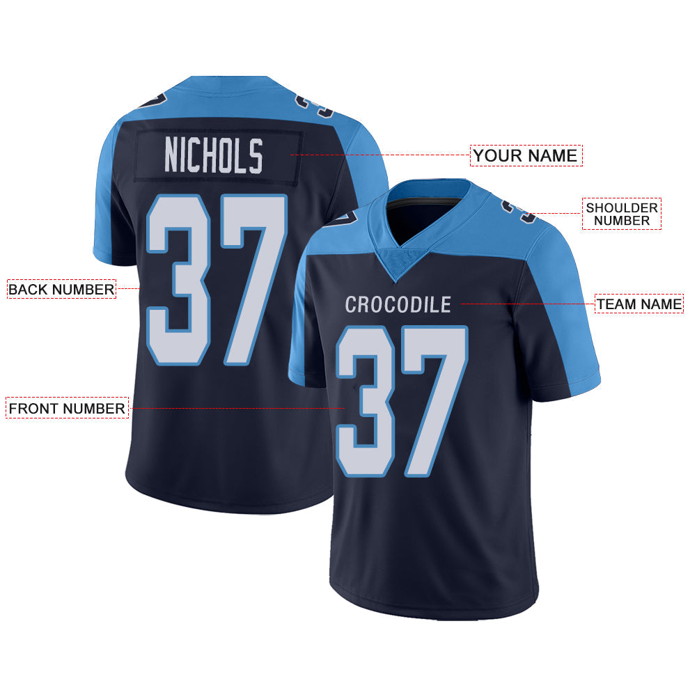 Custom navy football jersey front view | GameDay Jerseys