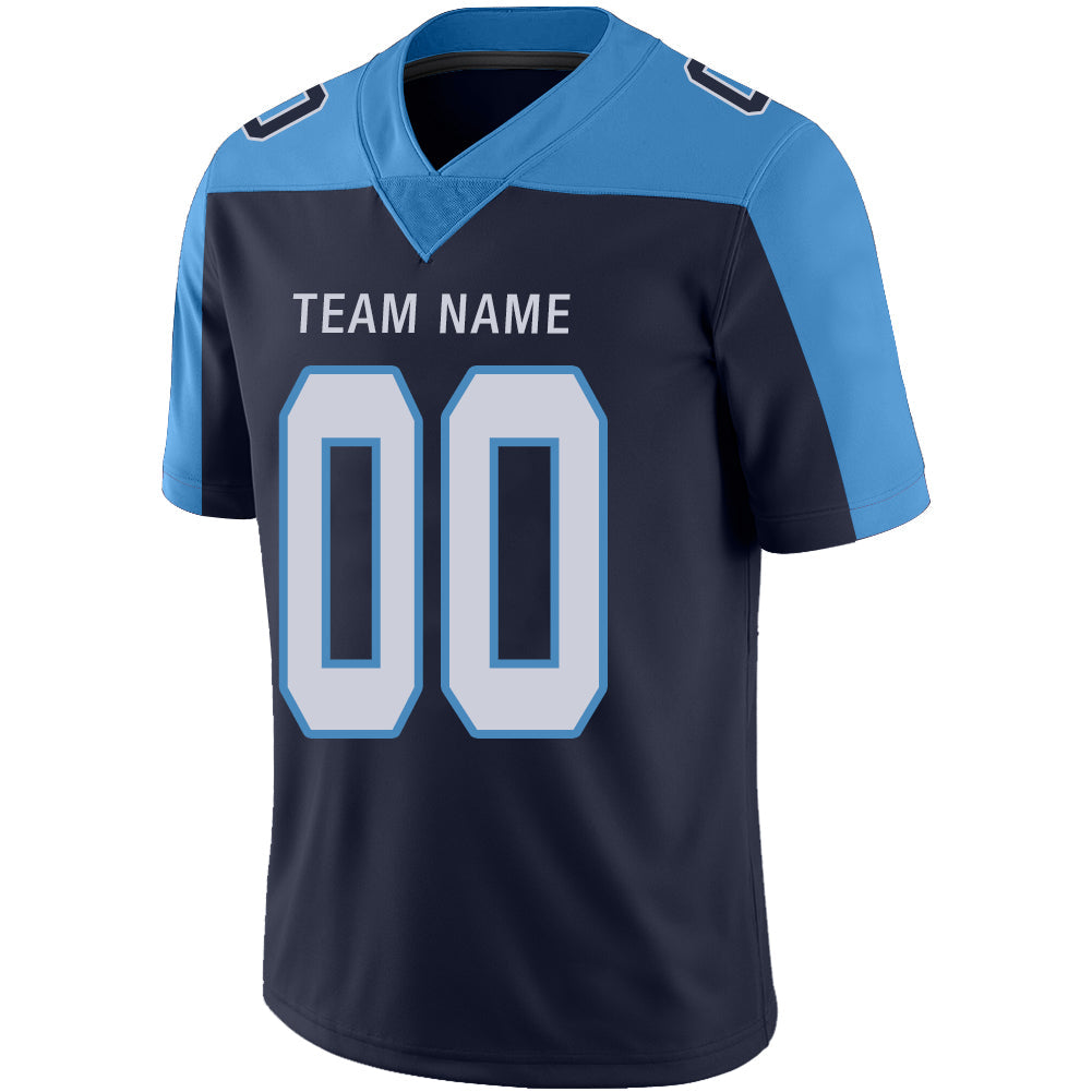 Custom navy football jersey detail | GameDay Jerseys