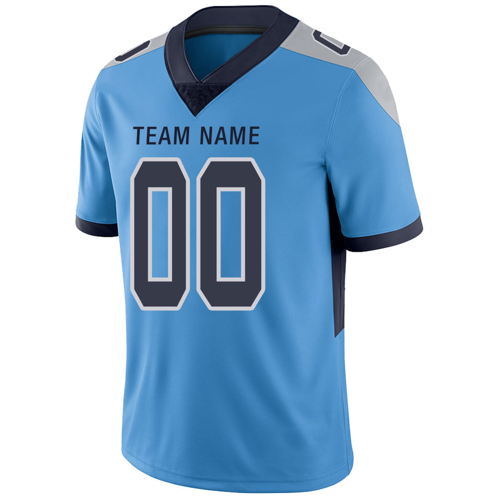 Custom blue football jersey detail | GameDay Jerseys
