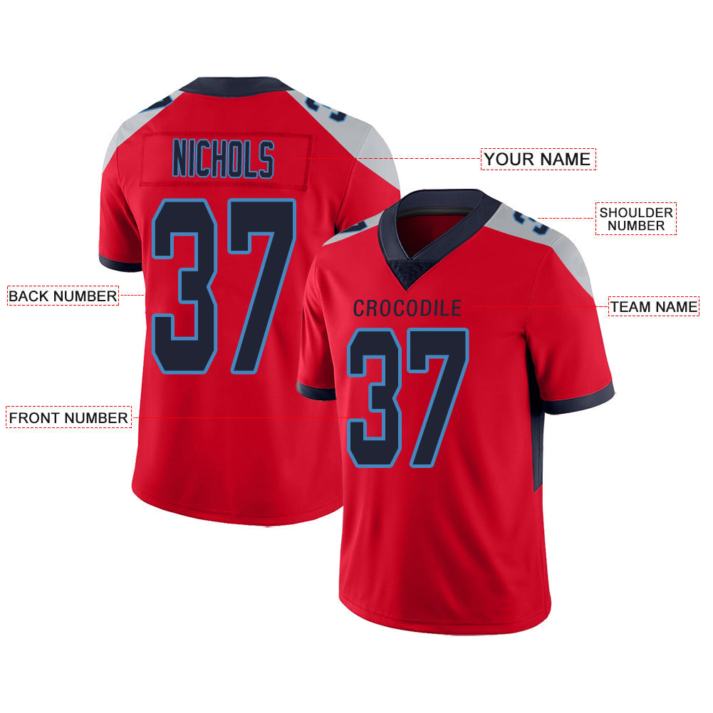 Custom red football jersey front view | GameDay Jerseys