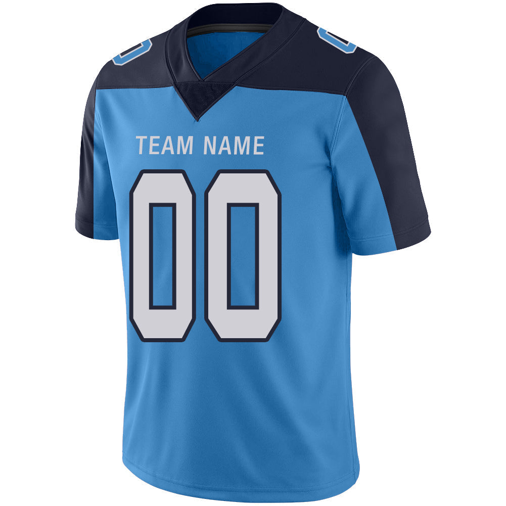 Custom blue football jersey detail | GameDay Jerseys