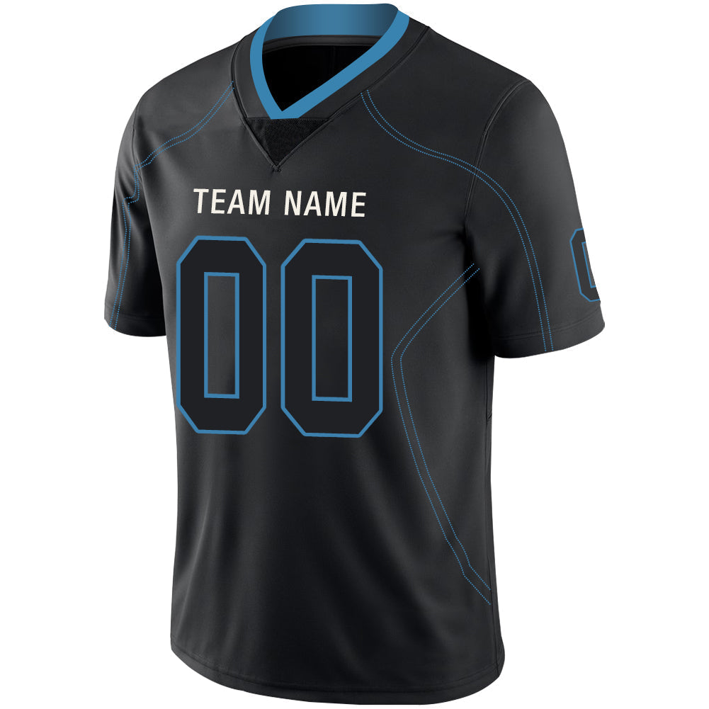 Custom black football jersey detail | GameDay Jerseys