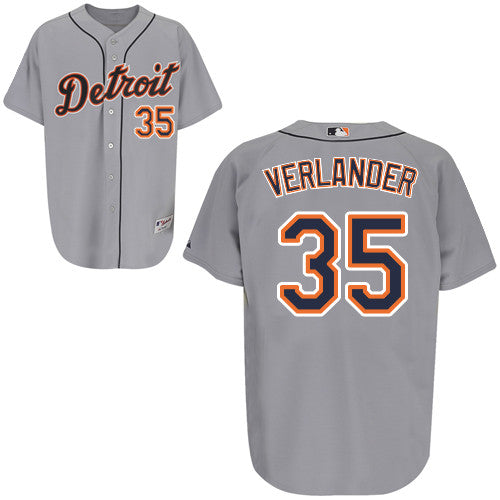 Custom Fan-Made Justin Verlander Detroit Tigers #35 Grey Baseball Jersey