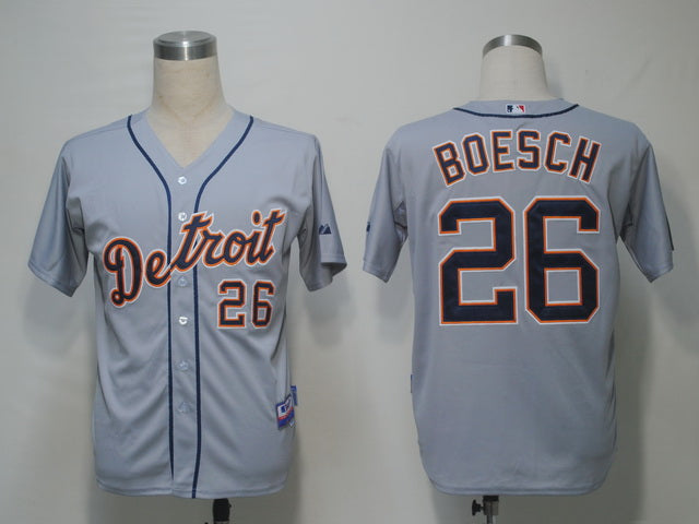 Custom Fan-Made Brennan Boesch Detroit Tigers #26 Grey Baseball Jersey