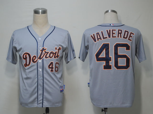 Custom Fan-Made Jose Valverde Detroit Tigers #46 Grey Baseball Jersey