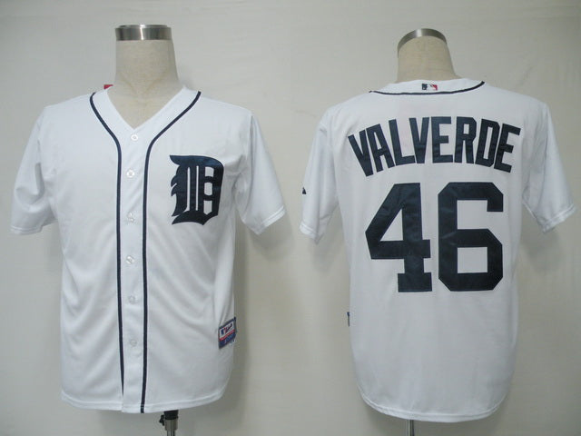 Custom Fan-Made Jose Valverde Detroit Tigers #46 White Baseball Jersey
