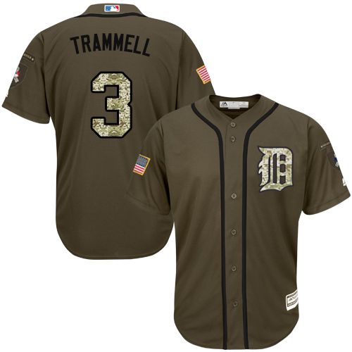 Custom Fan-Made Alan Trammell Detroit Tigers #3 Green Service Edition Baseball Jersey