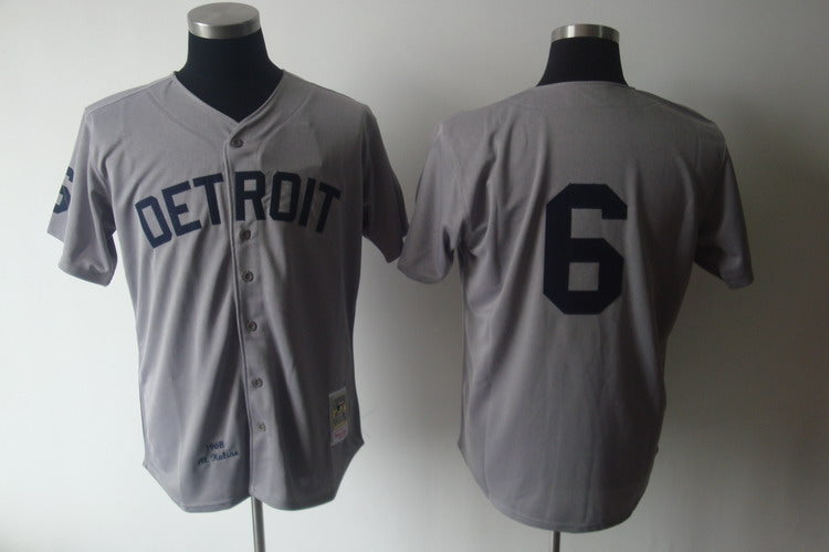 Custom Fan-Made Al Kaline Detroit Tigers #6 Grey 1968 Baseball Jersey