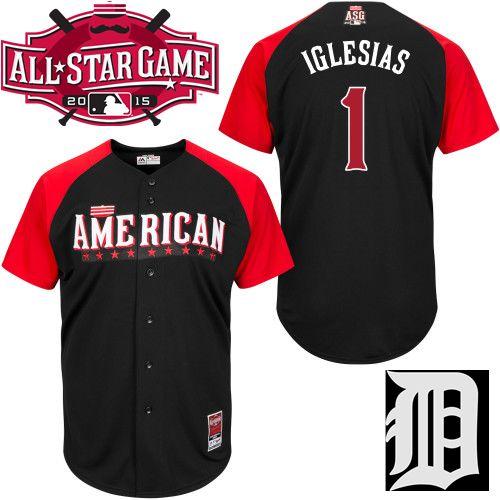 Custom Fan-Made Jose Iglesias Detroit Tigers #1 Black 2015 All-Star Edition Baseball Jersey