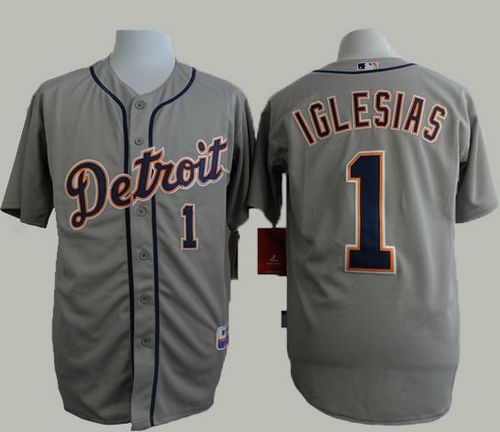 Custom Fan-Made Jose Iglesias Detroit Tigers #1 Grey Baseball Jersey